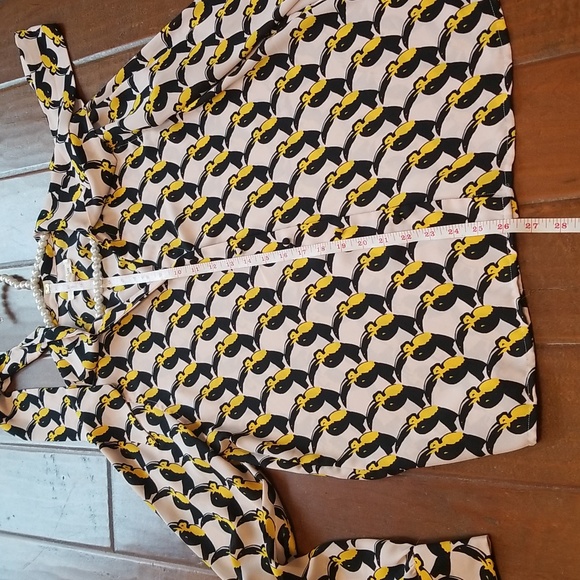 Alec Les Filles Womens Tucans Button Up Bow Tie Collar Blouse - Picture 5 of 9